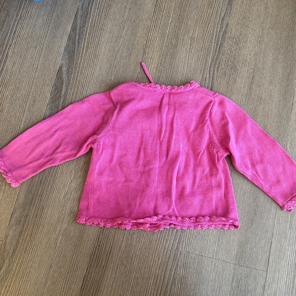 Baby CZ baby girl magenta pink cotton knit ruffle cardigan size 6-12m - Picture 5 of 5